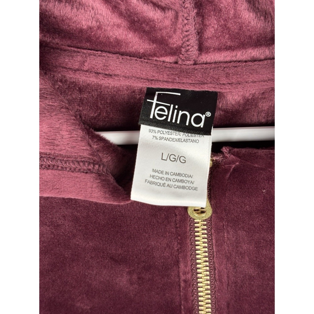 Felina Women's L Velour Hoodie Jogger Set Burgundy New No Tags Tried On - Picture 3 of 13